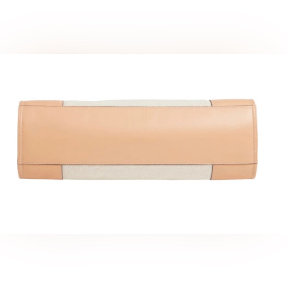 New ! Tory Burch Canvas Tan LARGE  Ella Color Block Logo Tote Bag - Picture 6 of 6